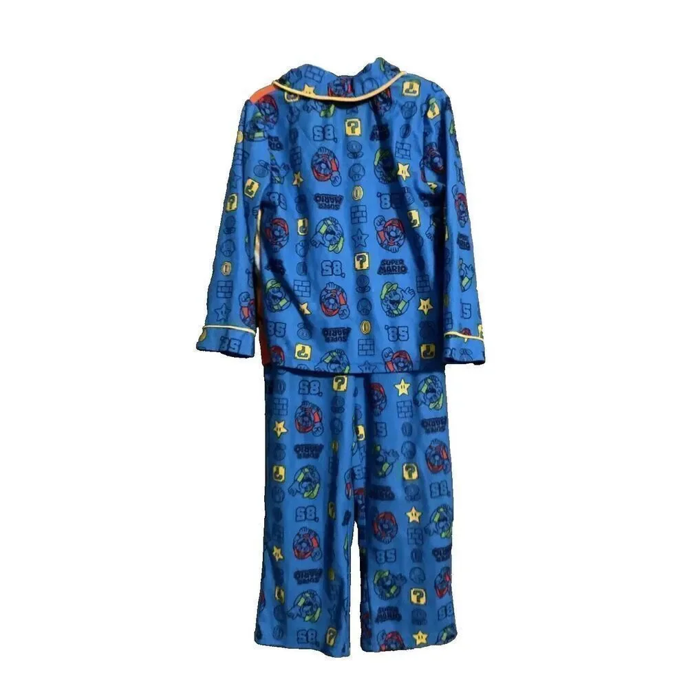 KOMAR KIDS Super Mario Size 4 BOYS BLUE FLANNEL 2-PIECE PJ SET
